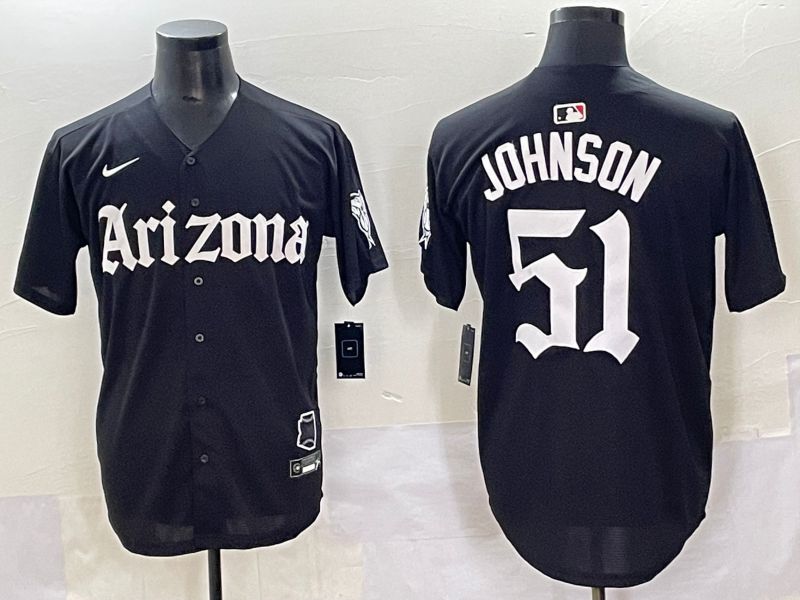 Men 2025 Arizona Diamondback #51 Johnson Black Five generations Joint Name Nike MLB Jersey style 1->arizona diamondback->MLB Jersey
